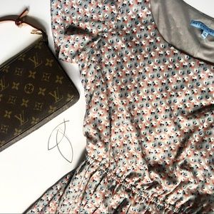 Antonio Melani Pewter Floral Pleated Dress Size 4